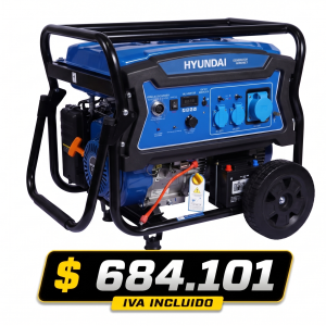 Generador Hyundai Gasolina 5/5,5 Kw/Kva P.eléctrica monofásico Abierto c/ruedas