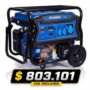 Generador Hyundai Gasolina 6/6,5 Kw/Kva P.eléctrica monofásico Abierto c/ruedas